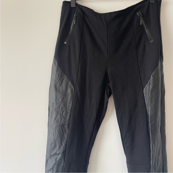 BISOU BISOU by Michele Bohbot black leggings w/
faux leather details. Large - Picture 4 of 15